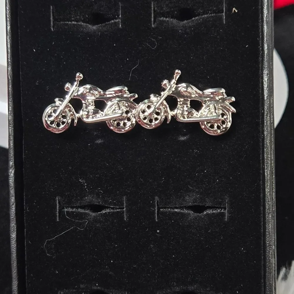 Silver Motorcycle Cufflinks Biker Rider Statement Formal Gift Professional Tux